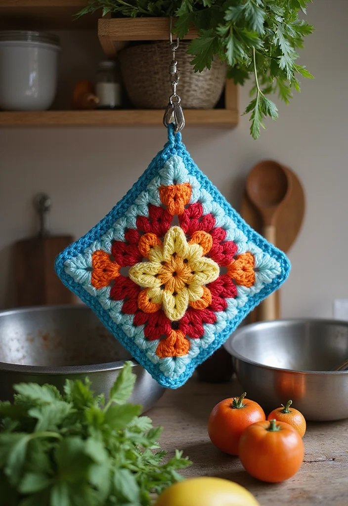 26 Granny Square Crochet Patterns Free Collections for Every Skill Level - 11. Granny Square Pot Holder