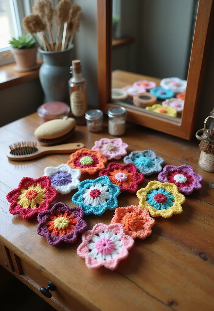 26 Granny Square Crochet Patterns Free Collections for Every Skill Level - 13. Granny Square Hair Accessories