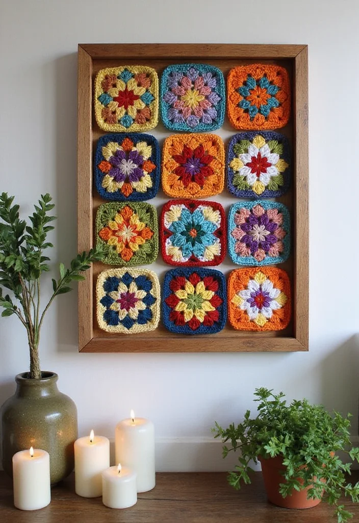 26 Granny Square Crochet Patterns Free Collections for Every Skill Level - 15. Granny Square Wall Art