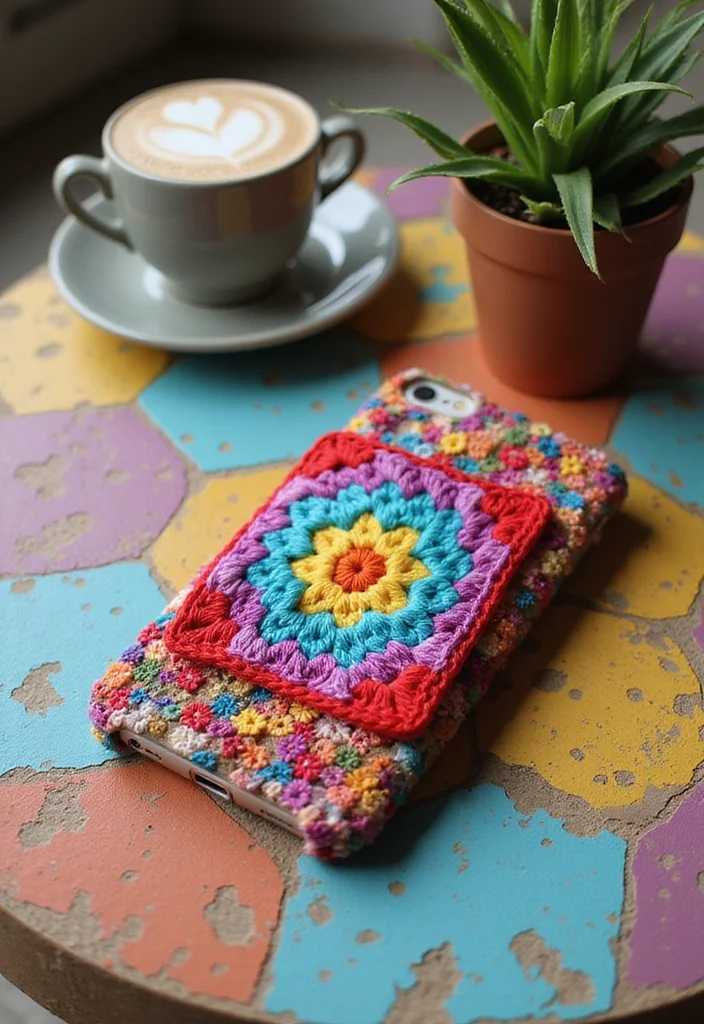 26 Granny Square Crochet Patterns Free Collections for Every Skill Level - 18. Granny Square Phone Case
