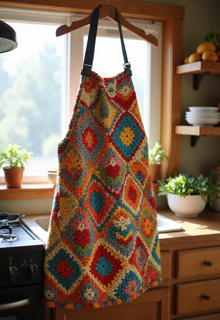 26 Granny Square Crochet Patterns Free Collections for Every Skill Level - 19. Granny Square Apron