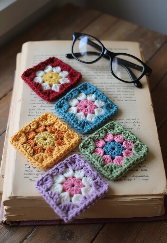 26 Granny Square Crochet Patterns Free Collections for Every Skill Level - 24. Granny Square Bookmarks