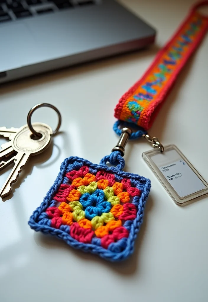 26 Granny Square Crochet Patterns Free Collections for Every Skill Level - 25. Granny Square Lanyard