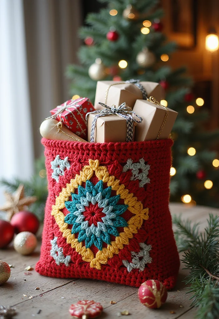 26 Granny Square Crochet Patterns Free Collections for Every Skill Level - 26. Granny Square Gift Bags