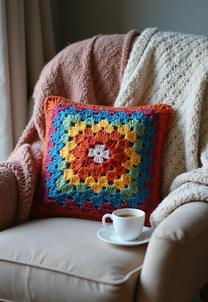 26 Granny Square Crochet Patterns Free Collections for Every Skill Level - 5. Granny Square Pillow Cover