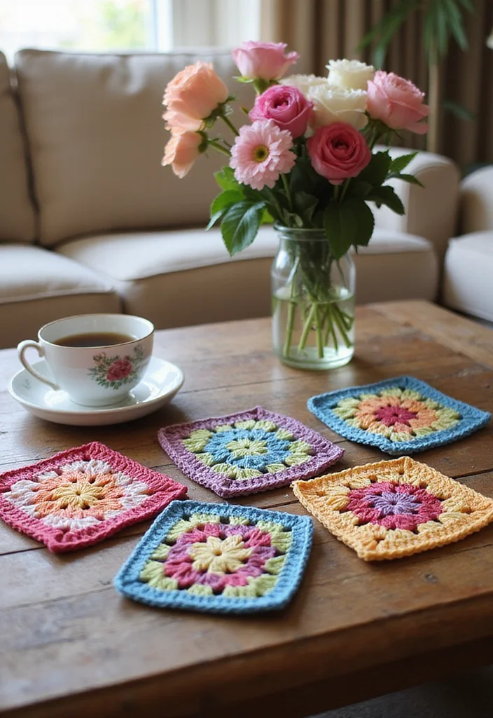 26 Granny Square Crochet Patterns Free Collections for Every Skill Level - 7. Granny Square Coasters