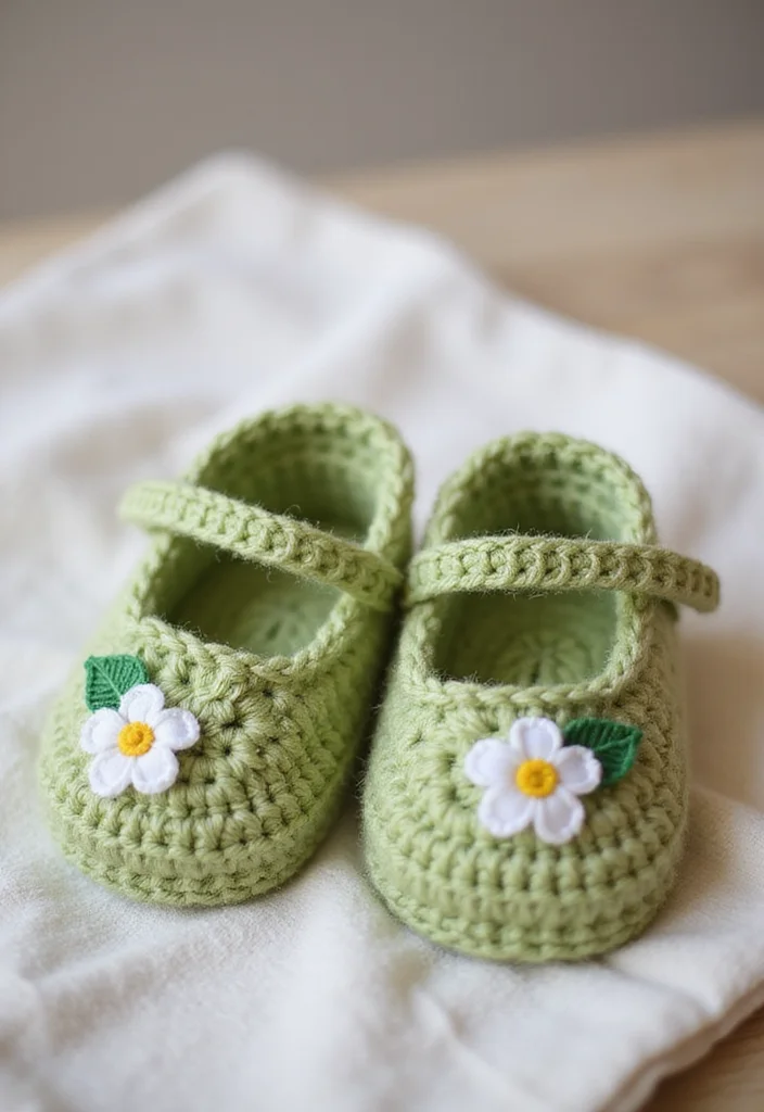 26 Stunning Lily of the Valley Crochet Ideas to Make at Home - 17. Lily of the Valley Baby Shoes
