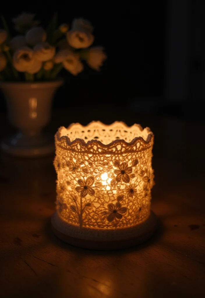 26 Stunning Lily of the Valley Crochet Ideas to Make at Home - 19. Lily of the Valley Candle Holders