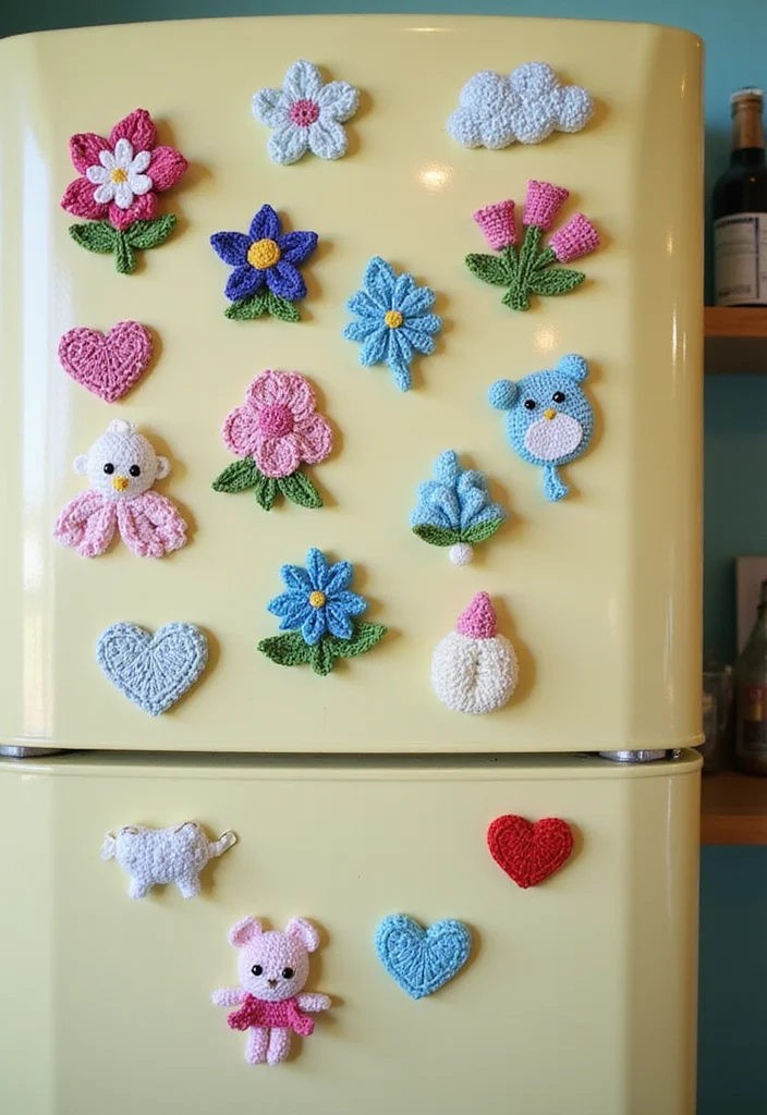 26 Stunning Lily of the Valley Crochet Ideas to Make at Home - 22. Lily of the Valley Fridge Magnets