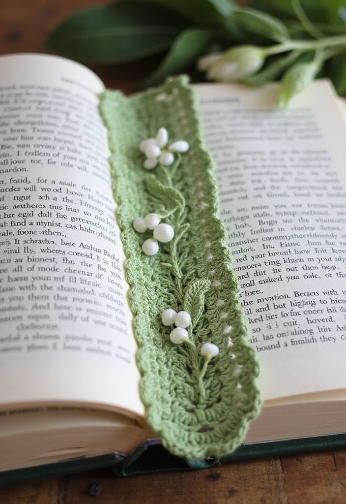 26 Stunning Lily of the Valley Crochet Ideas to Make at Home - 6. Lily of the Valley Bookmark
