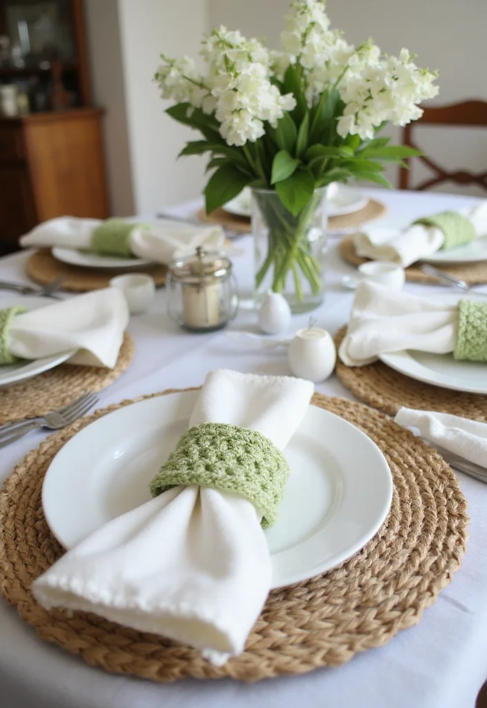 26 Stunning Lily of the Valley Crochet Ideas to Make at Home - 9. Crochet Lily of the Valley Napkin Rings