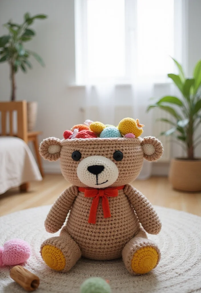 26 Sweet Crochet Teddy Bear Patterns Free Projects for Beginners - 10. Teddy Bear Basket