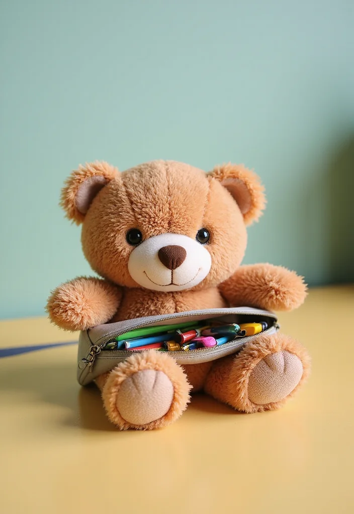 26 Sweet Crochet Teddy Bear Patterns Free Projects for Beginners - 16. Teddy Bear Pencil Case