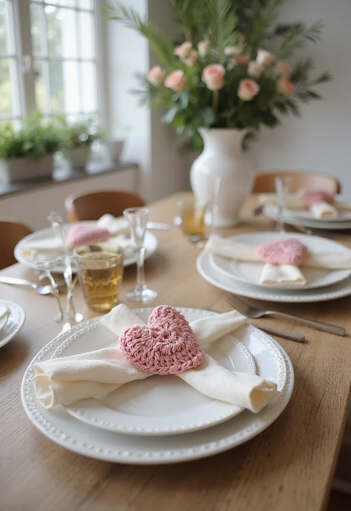 27 Charming Ideas on How to Crochet a Heart for Gifts & Decor - 13. Heart Napkin Holders