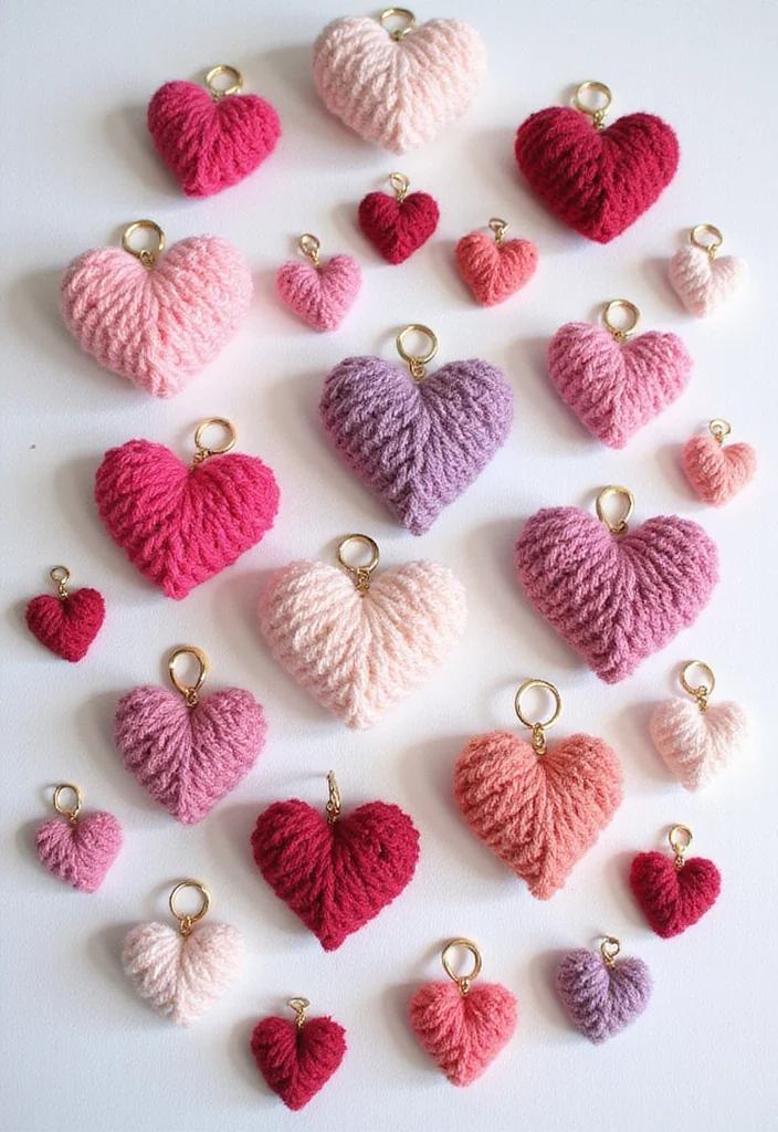 27 Charming Ideas on How to Crochet a Heart for Gifts & Decor - 14. Crochet Heart Charms for Jewelry