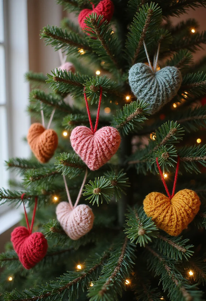 27 Charming Ideas on How to Crochet a Heart for Gifts & Decor - 18. Heart Ornaments for the Holidays