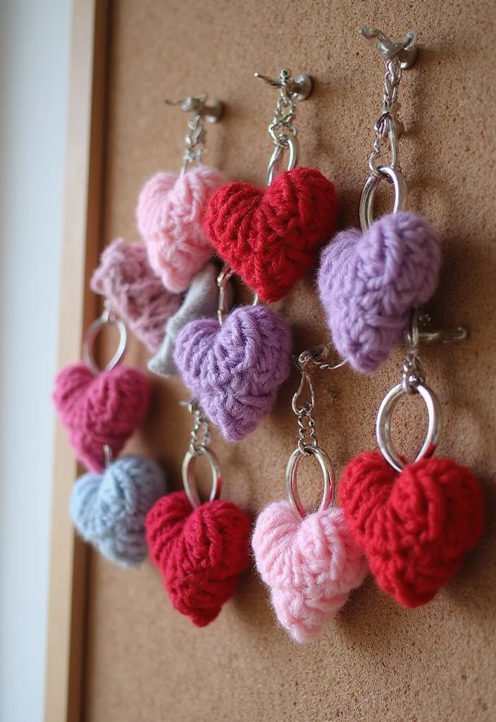 27 Charming Ideas on How to Crochet a Heart for Gifts & Decor - 6. Crochet Heart Keychains
