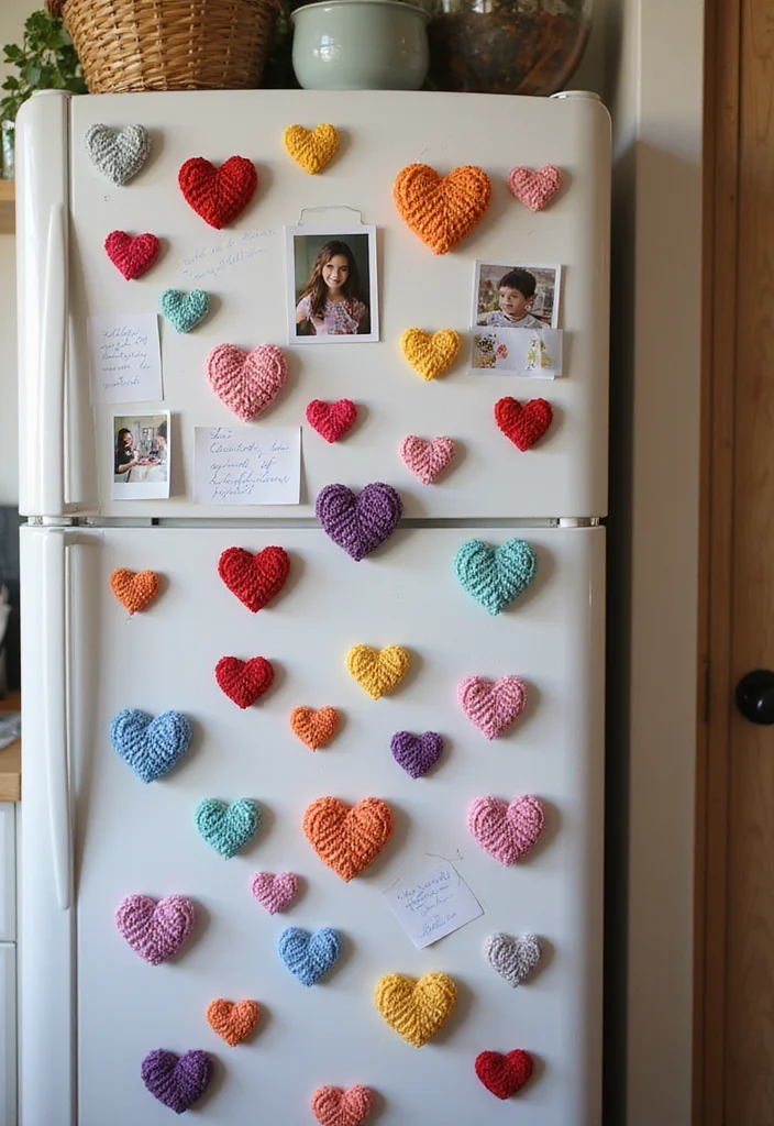 27 Charming Ideas on How to Crochet a Heart for Gifts & Decor - 8. Crochet Heart Magnets