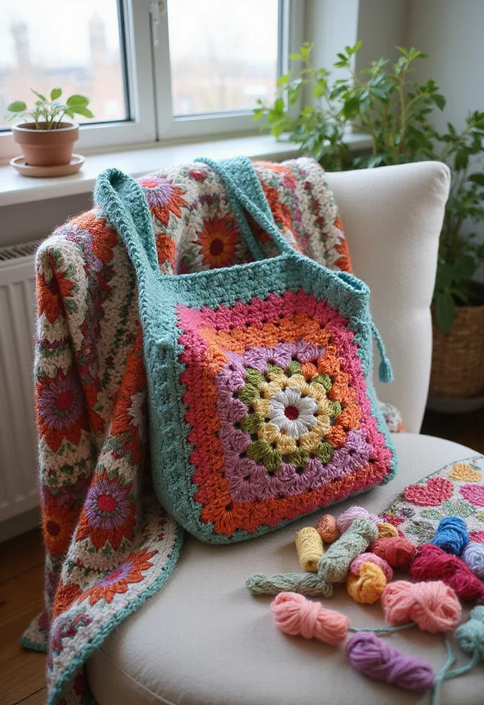 27 Chic Crochet Bag Patterns: Free Designs to DIY Quickly - 4. Colorful Granny Square Bag