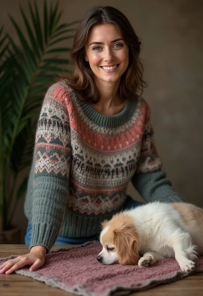 27 Cute Crochet Dog Sweater Free Pattern Projects for Your Pup - 12. Fair Isle Crochet Sweater