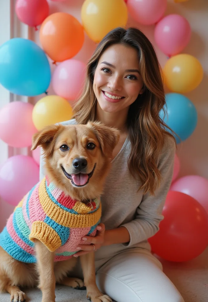 27 Cute Crochet Dog Sweater Free Pattern Projects for Your Pup - 23. Bubbly Balloon Sweater