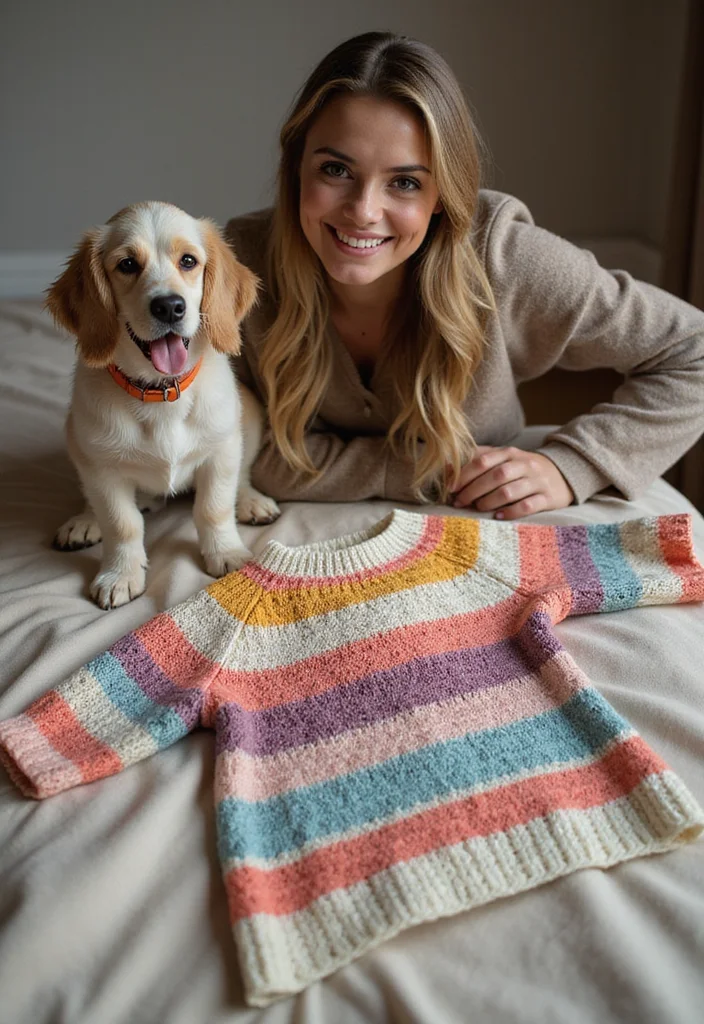 27 Cute Crochet Dog Sweater Free Pattern Projects for Your Pup - 4. Simple Striped Sweater
