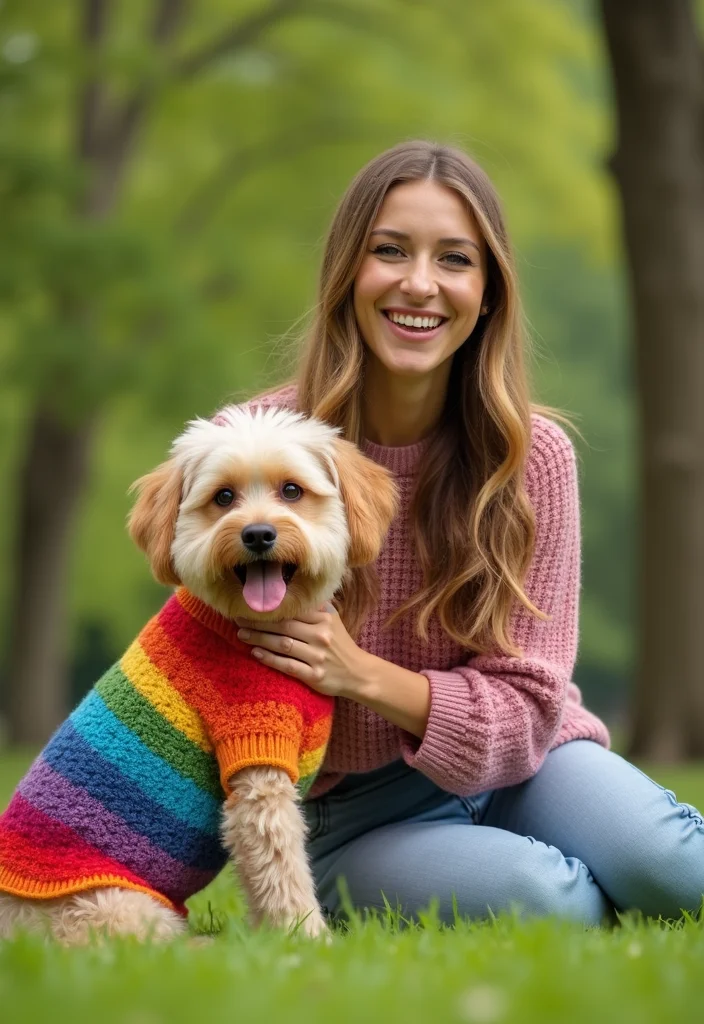 27 Cute Crochet Dog Sweater Free Pattern Projects for Your Pup - 7. Rainbow Bright Sweater