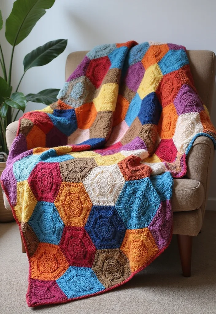 27 Easy Crochet Baby Blanket Free Pattern Designs to Make This Weekend - 9. Hexagon Blanket