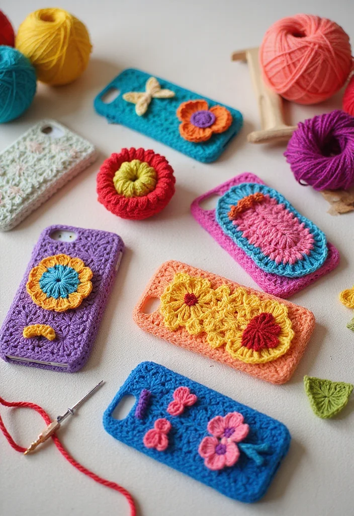 27 Fashionable Crochet Clothing and Accessories to DIY - 14. Crochet Phone Cases