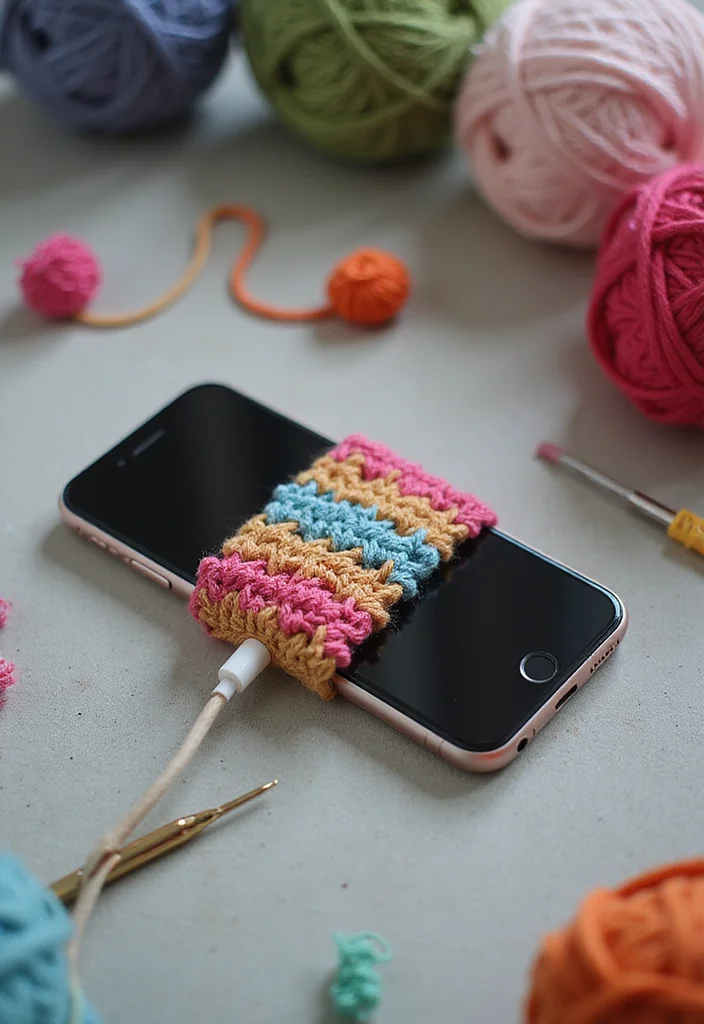 27 Fashionable Crochet Clothing and Accessories to DIY - 16. Crochet Phone Chargers