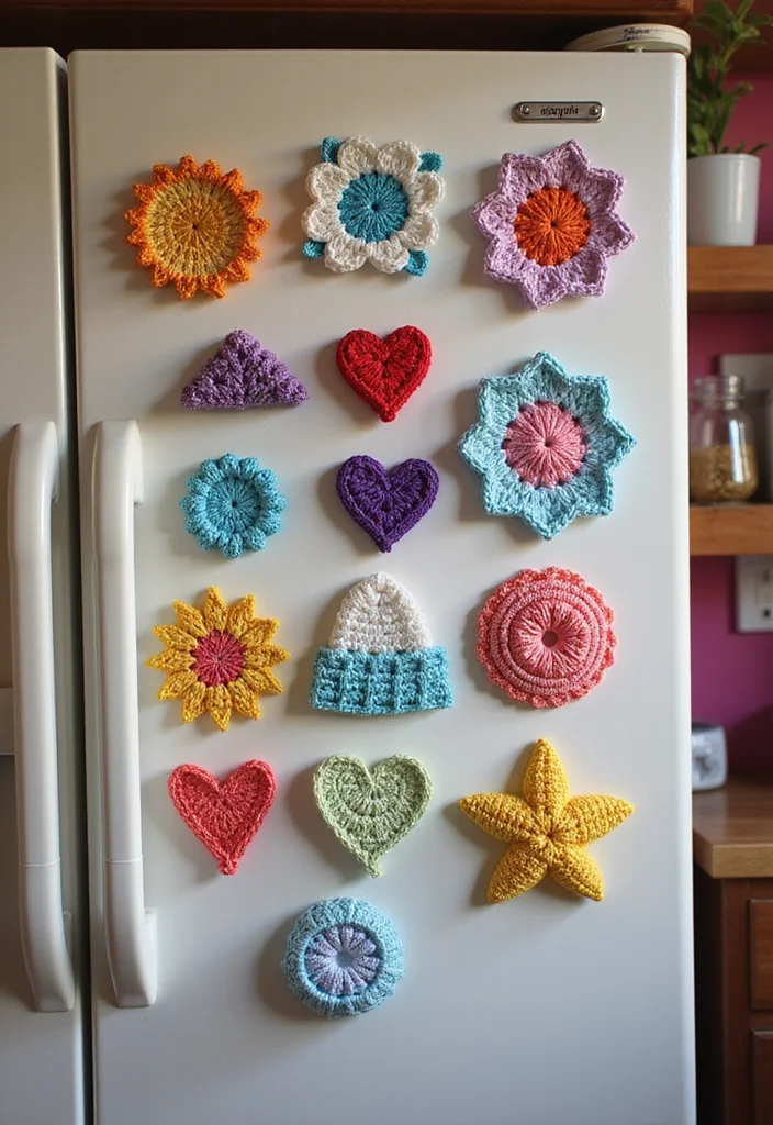 27 Fashionable Crochet Clothing and Accessories to DIY - 17. Crochet Magnets