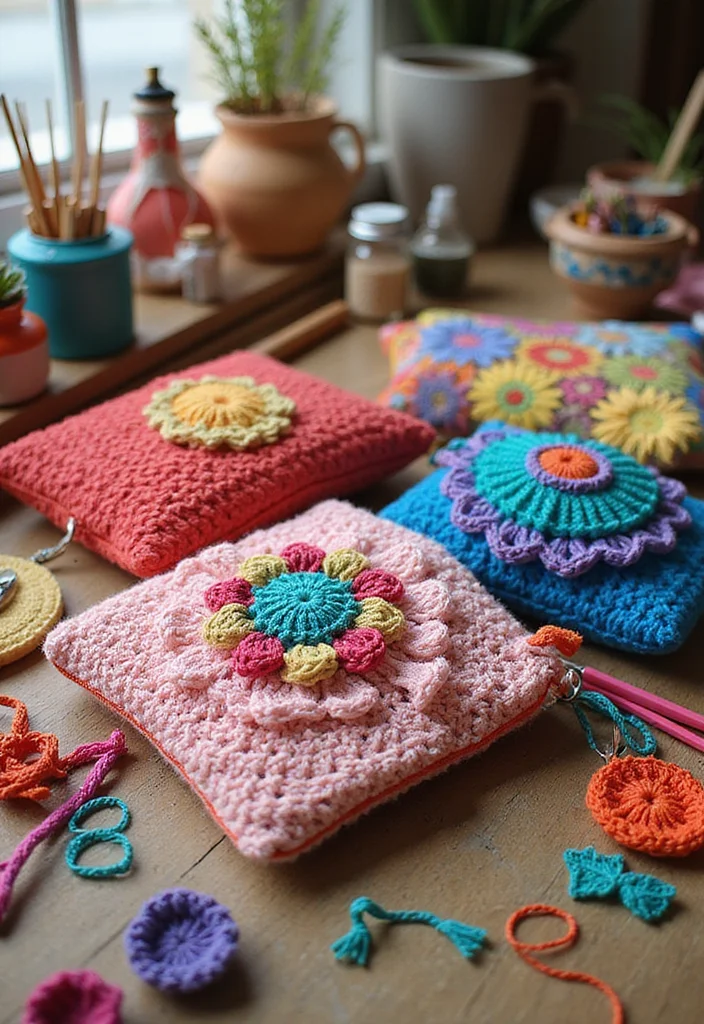 27 Fashionable Crochet Clothing and Accessories to DIY - 23. Crochet Pouches