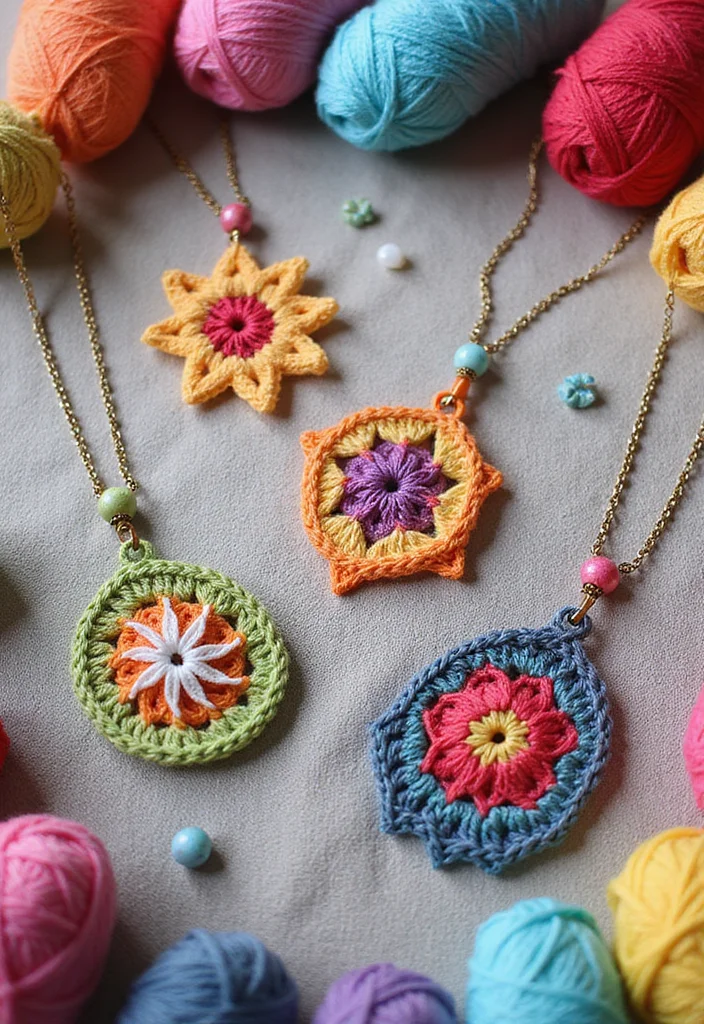 27 Fashionable Crochet Clothing and Accessories to DIY - 9. Funky Crochet Jewelry