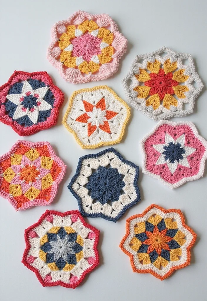 27 Fun Crochet Coasters Free Pattern Ideas for Home Decor - 2. Geometric Crochet Coasters