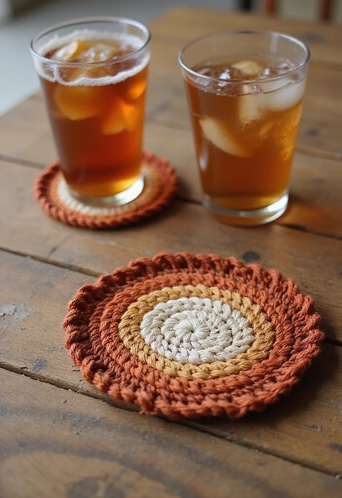 27 Fun Crochet Coasters Free Pattern Ideas for Home Decor - 4. Woven Look Coasters