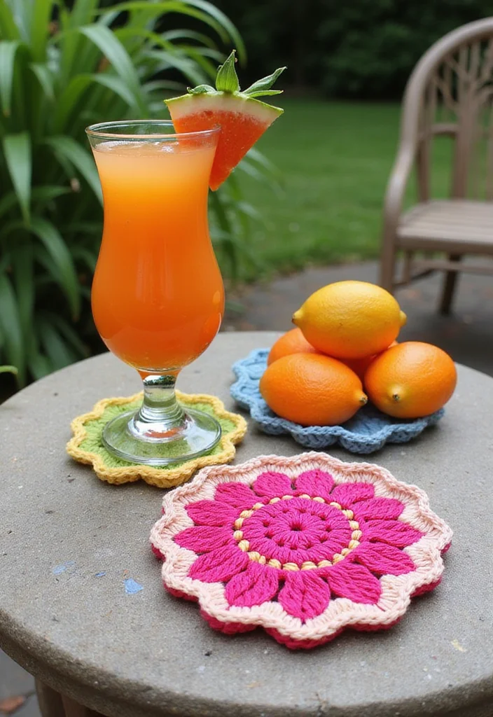 27 Fun Crochet Coasters Free Pattern Ideas for Home Decor - 7. Shell Stitch Coasters