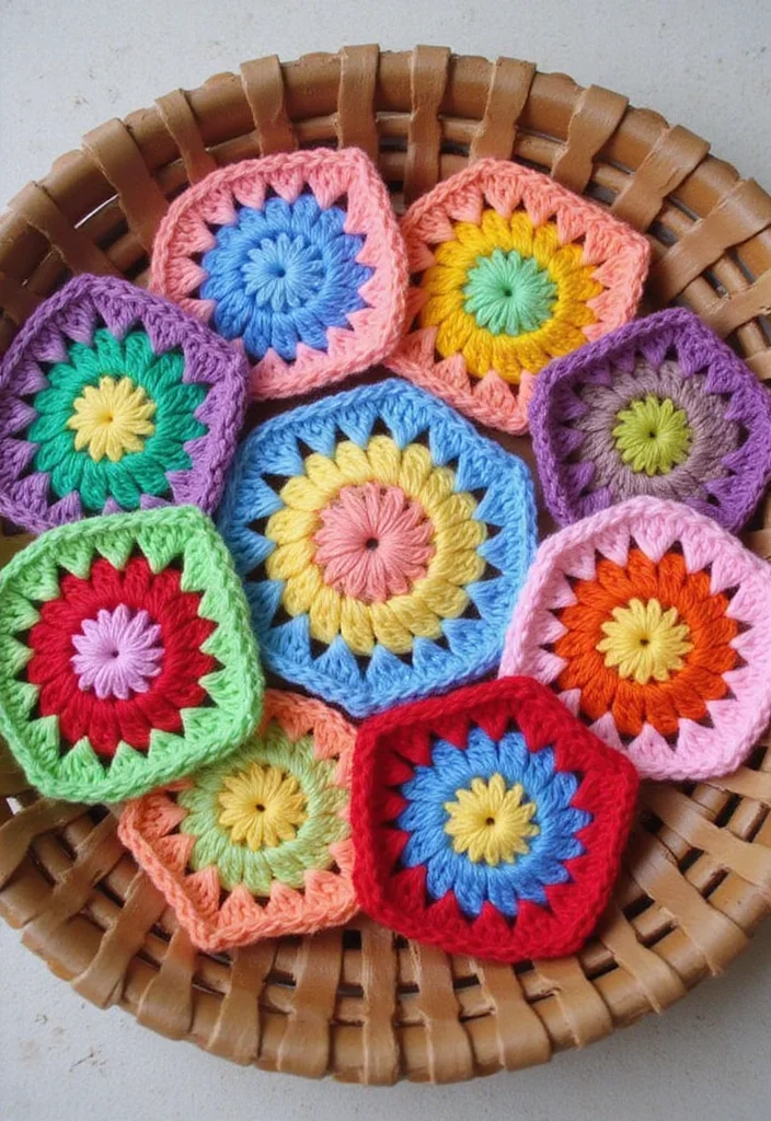 27 Fun Crochet Coasters Free Pattern Ideas for Home Decor - 8. Granny Square Coasters
