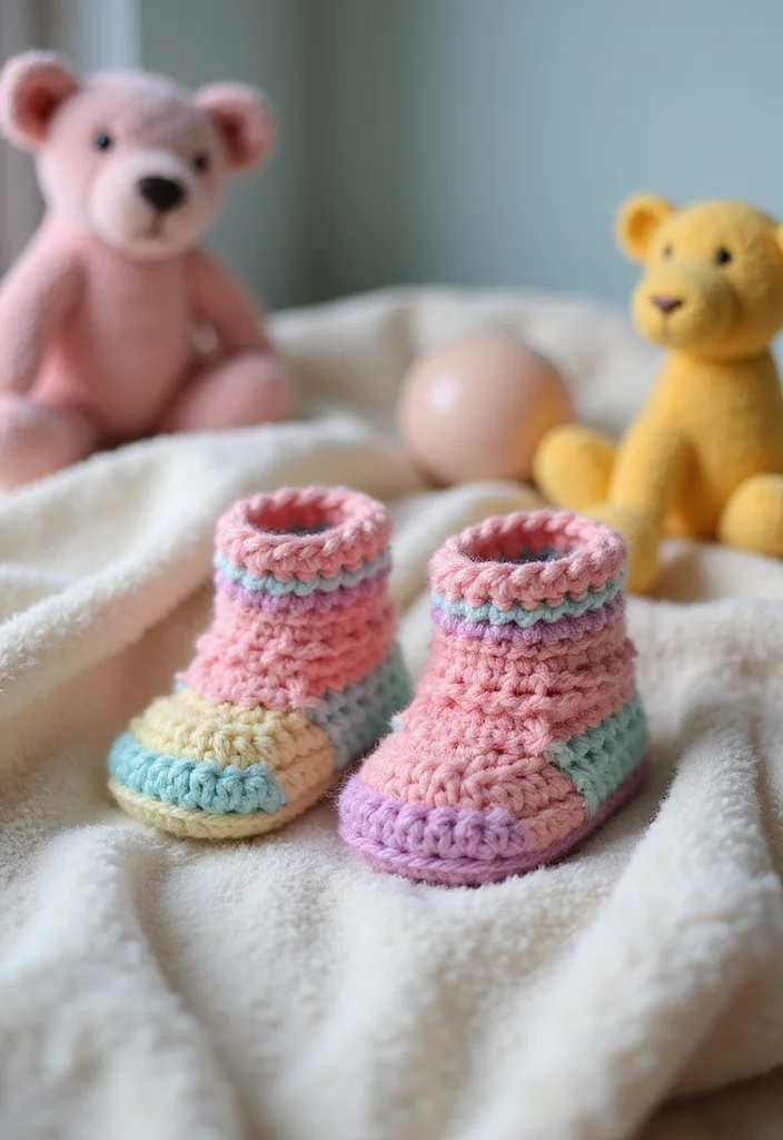 27 Fun Ideas on What to Crochet When Bored (Quick & Cute) - 21. Fun Crochet Baby Booties