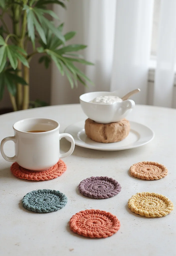 27 Fun Ideas on What to Crochet When Bored (Quick & Cute) - 3. Adorable Crochet Coasters