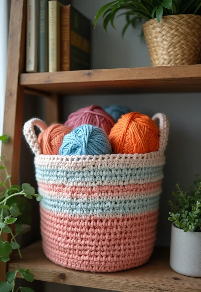 27 Fun Ideas on What to Crochet When Bored (Quick & Cute) - 5. Snazzy Crochet Basket