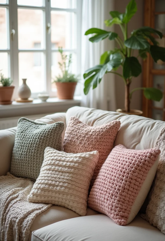 27 Fun Ideas on What to Crochet When Bored (Quick & Cute) - 7. Charming Crochet Pillow Covers