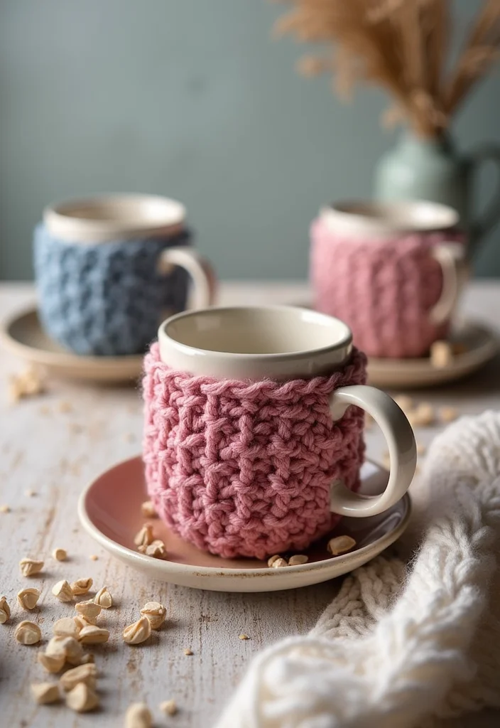 27 Fun Ideas on What to Crochet When Bored (Quick & Cute) - 8. Delightful Crochet Mug Cozy