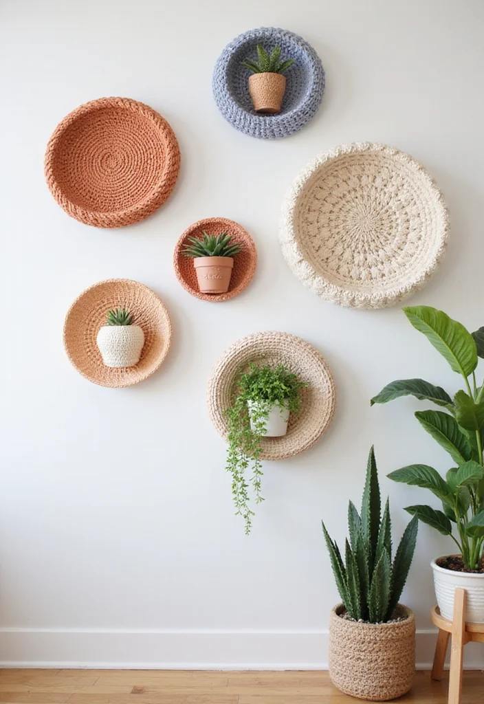 27 Fun Ideas on What to Crochet When Bored (Quick & Cute) - 9. Stylish Crochet Wall Baskets