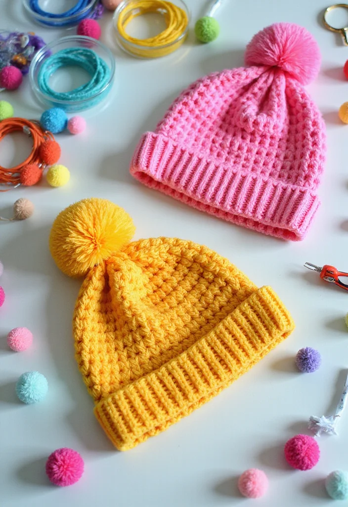 27 Simple Crochet Beanie Pattern Free Ideas Anyone Can Make - 10. DIY Pom-Pom Beanie