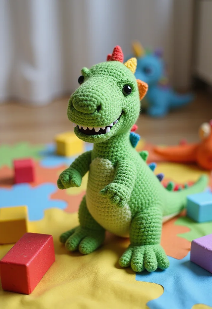 28 Adorable Crochet Amigurumi Free Patterns Kids Will Love - 3. Playful Dinosaur