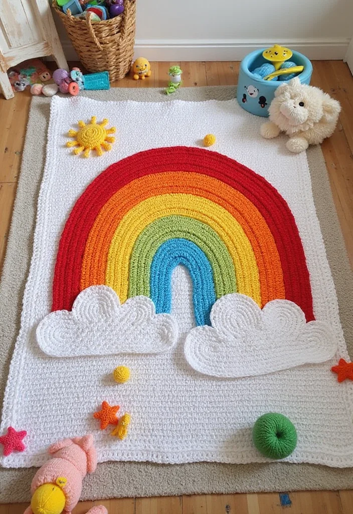 28 Adorable Crochet Baby Blanket Free Pattern Ideas for New Moms - 28. Rainbow Crochet Blanket