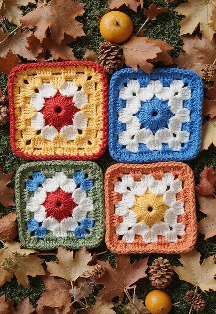 28 Beautiful Granny Square Crochet Pattern Diagram Ideas to Explore - 11. Seasonal Granny Square