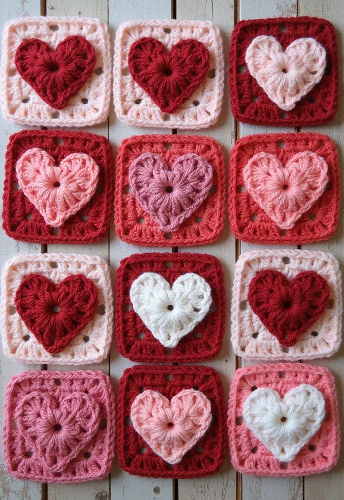 28 Beautiful Granny Square Crochet Pattern Diagram Ideas to Explore - 17. Heart Granny Square