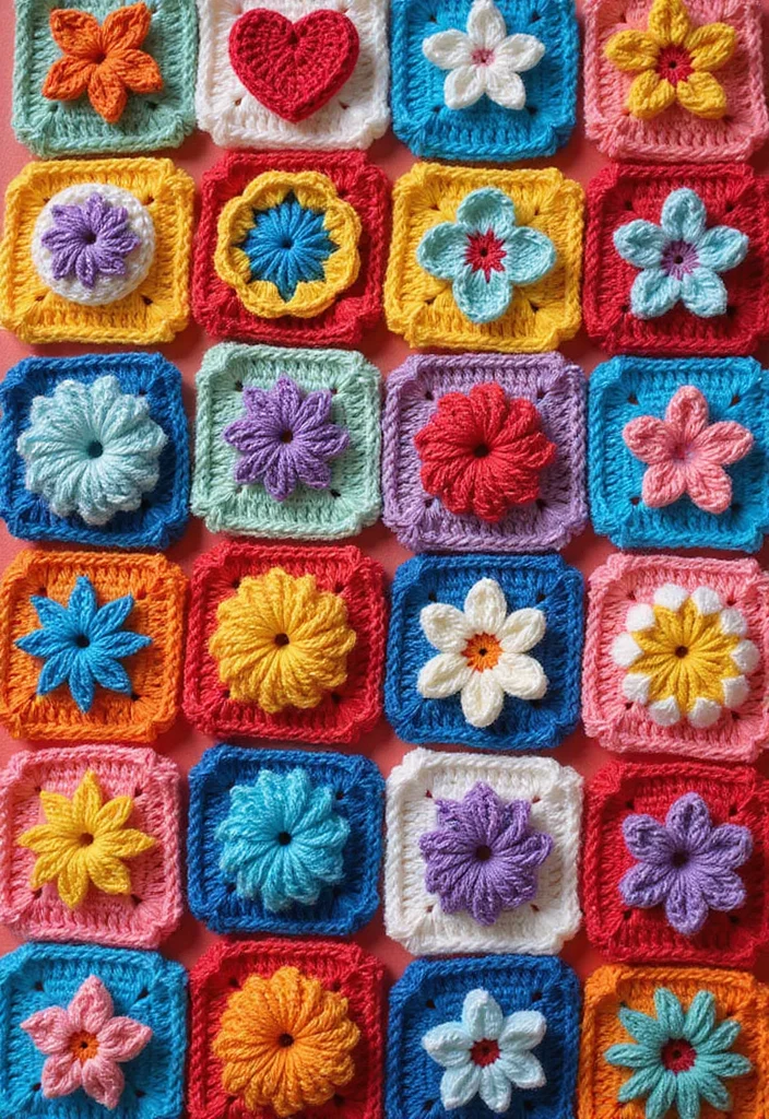 28 Beautiful Granny Square Crochet Pattern Diagram Ideas to Explore - 18. Playful Granny Square
