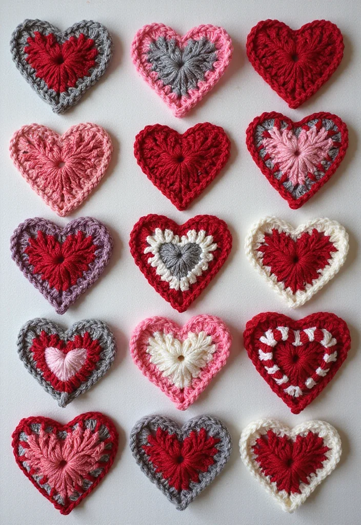 28 Beautiful Granny Square Crochet Pattern Diagram Ideas to Explore - 19. Patchwork Heart Granny Square